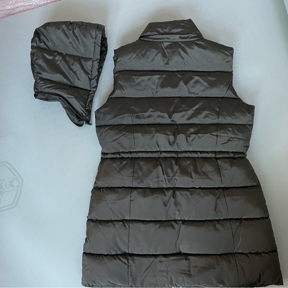 Sebby Drawstring Olive Green Puffer Vest with Removable Hood Sz M - Picture 8 of 12